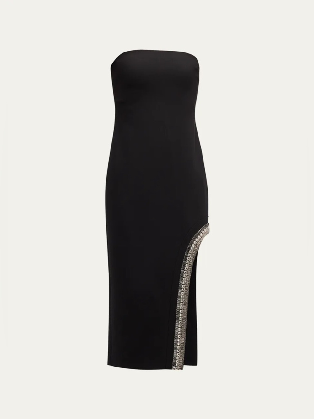 Cinq a Sept 
Sammy Multi-Rhinestone Strapless Slit Midi Dress